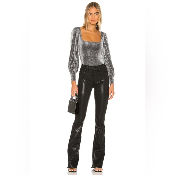 Privacy Please Lovers + Friends Metallic Silver JASMINE BODYSUIT. Size XS - Picture 1 of 15